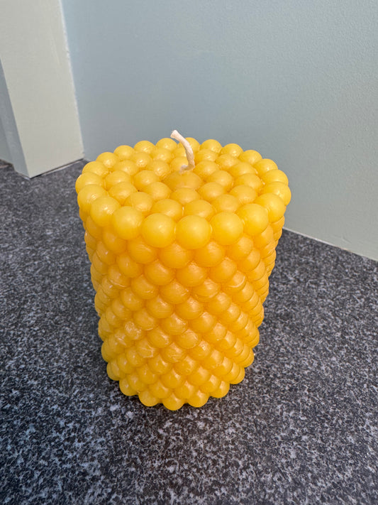 Beeswax  Bubble Candle- Hand Poured