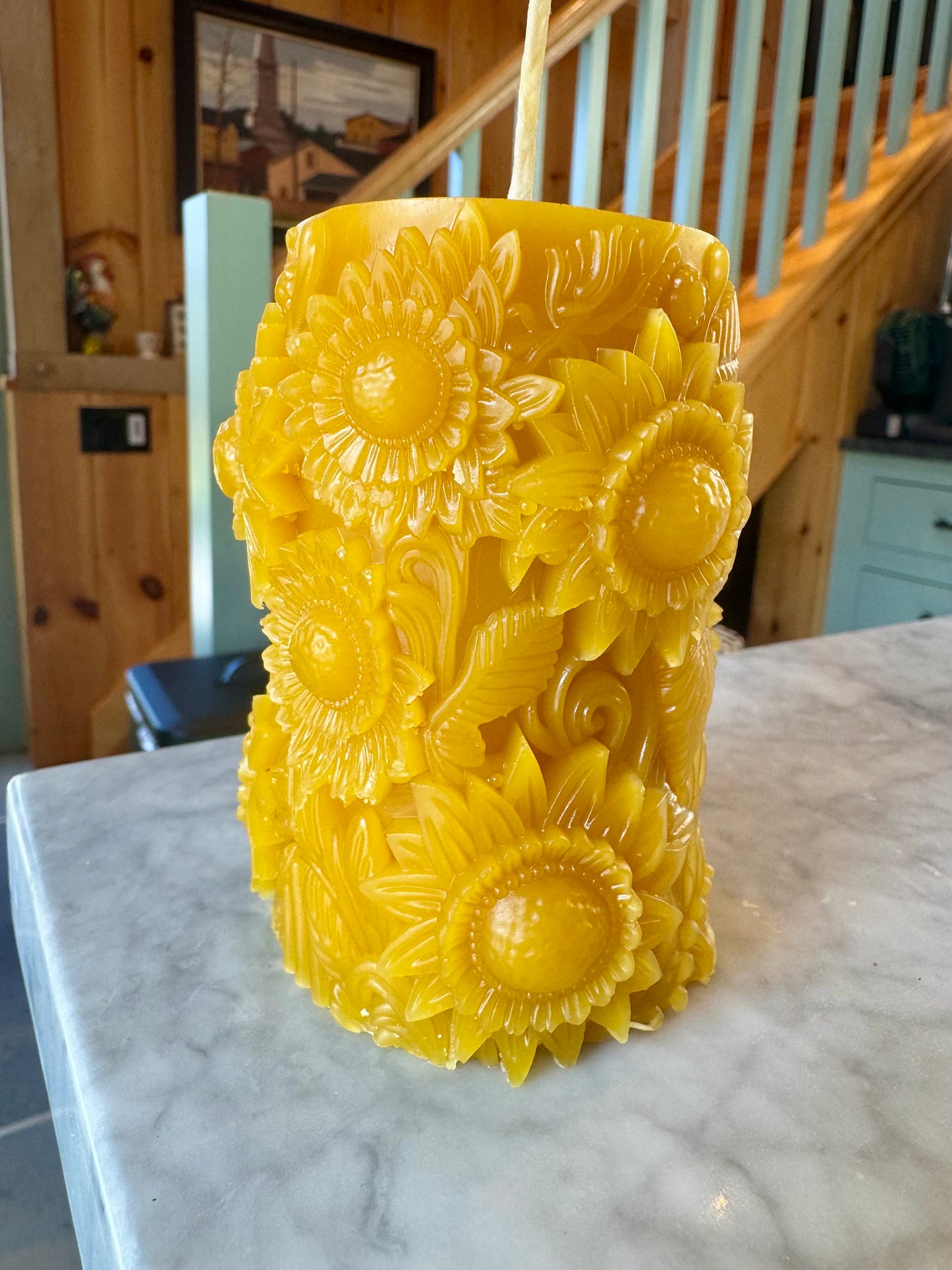 Sunflower Bee's Wax Candle- Hand Poured