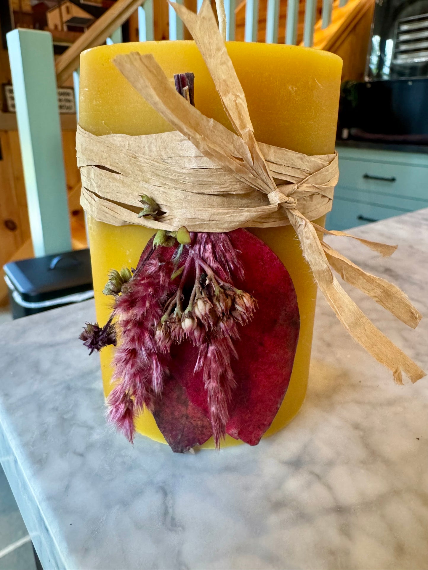 Bee's Wax Pillar Candle- Harvest Hand Poured