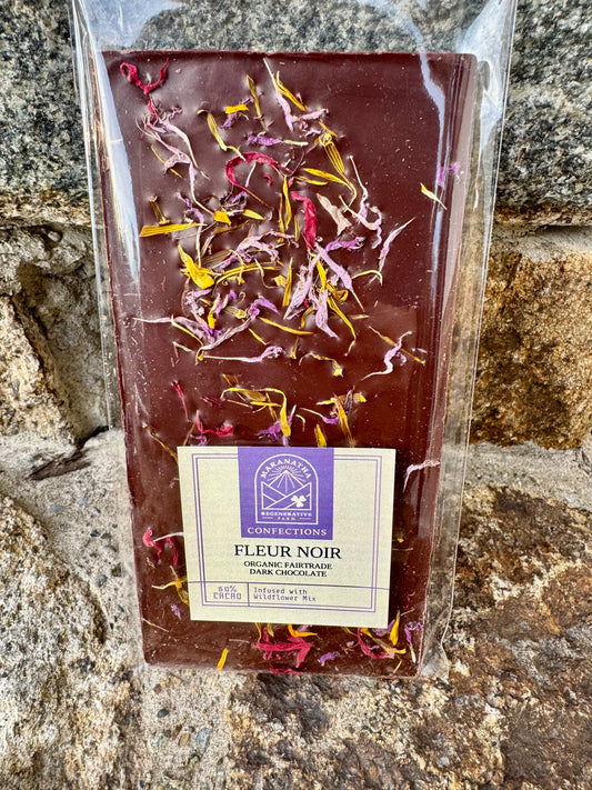 Fleur Noir — Organic Fair Trade French Dark Chocolate Bar with Bee Balm & Calendula Petals